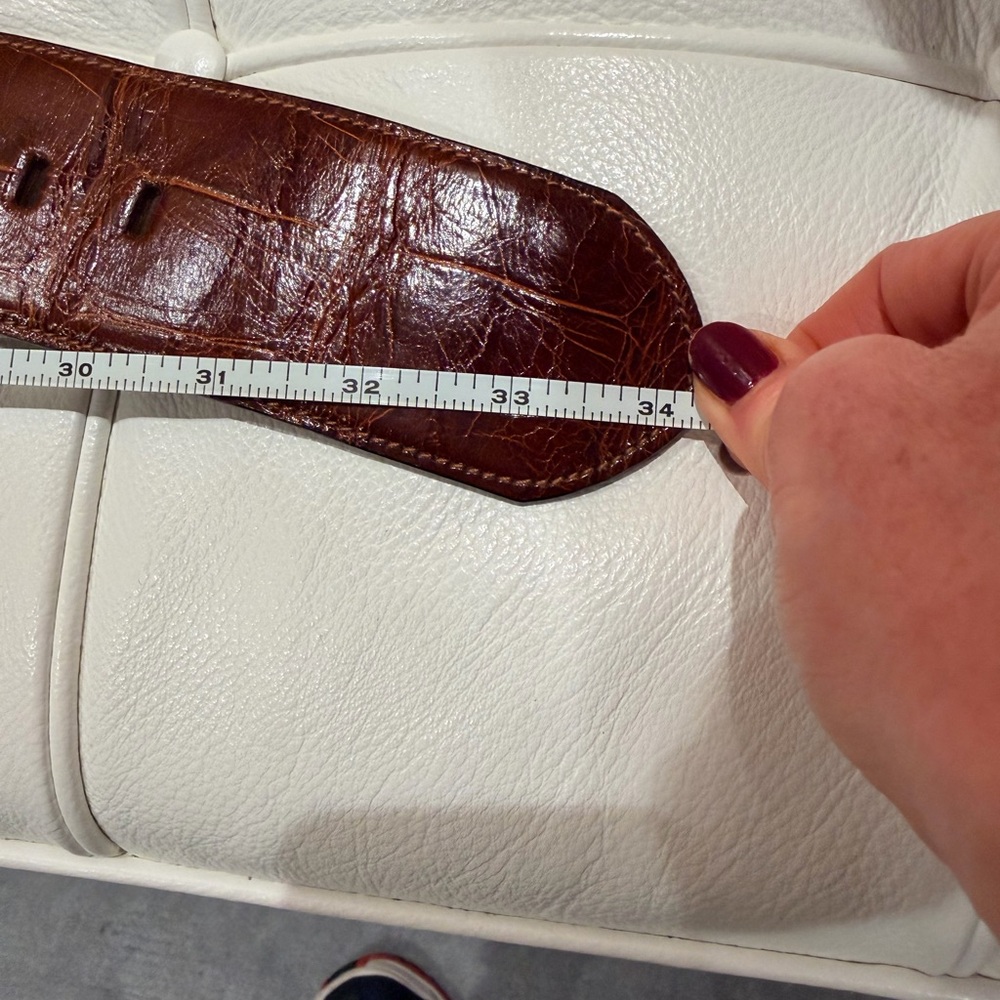 Loewe cognac alligator wide belt with gold finish buckle - Picture 7 of 9